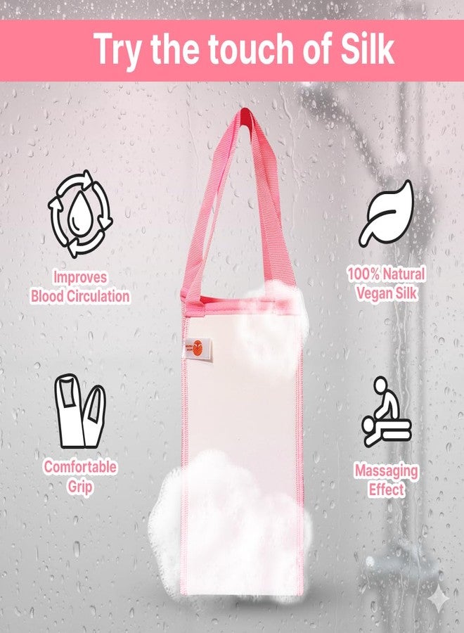 Nature Creature Silk Exfoliating Back Scrubber For Shower – 29.5” Double Handle Body Scrubber – Premium Spa Quality Bath Exfoliator for Men & Women, Easy to Use & Quick-Dry - Image 3